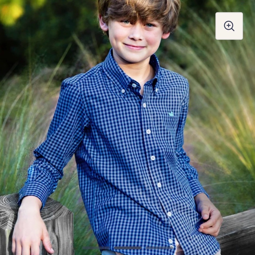 Southern Marsh Youth Memphis Gingham Dress Shirt Small Preppy